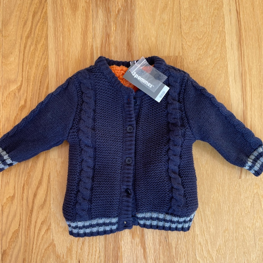 3 Pommes boy’s sweater coat size 6-9 month New